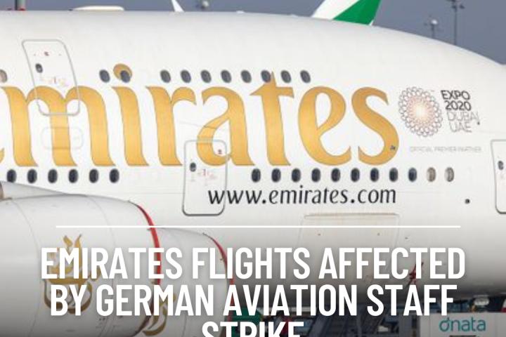 On Thursday, Emirates Airlines reported flight disruptions to and from Germany as a result of aviation crew strike action.