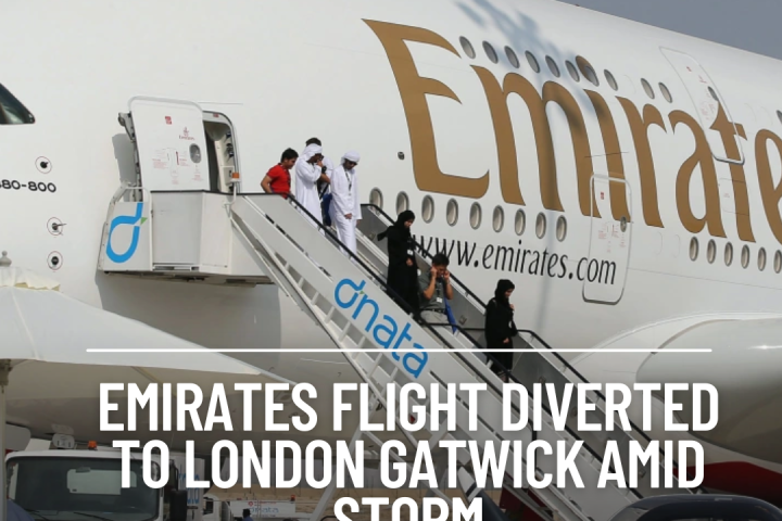 An Emirates flight headed for Glasgow from Dubai was rerouted to London Gatwick as Storm Kathleen caused havoc.